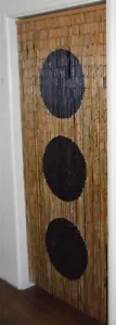 Triple Black Circles Natural Bamboo Beaded Curtain Beads Window Doors Divider - Picture 1 of 8
