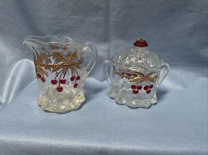 Northwood Cherry & Cable Creamer & Sugar Bowl - Picture 1 of 5