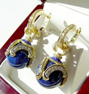 SALE!  OHRRINGE aus STERLINGSILBER 925 mit ECHTEM LAPIS und EMAILLE - Bild 1 von 1