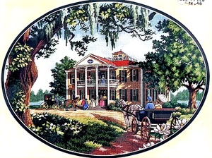 DIMENSIONS Gold Collection SOUTHERN SOCIAL Counted Cross Stitch Kit Big House B - Bild 1 von 5