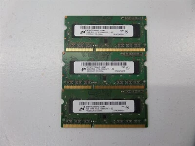Lote de 3 micras MT8KTF25664HZ-1G6M1 2GB PC3-12800 DDR3-1600 memoria para computadora portátil  Foto 1 de 4