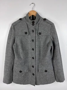 Womens Burberry London Wool Military Style Pea Coat Jacket Gray Size 44 - Picture 1 of 9