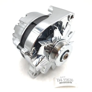 Powermaster 17078 Alternator 1G Chrome 75A 12V 75-55A V-Belt for Ford - Picture 1 of 11
