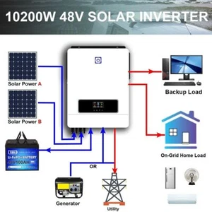10.2KW On/Off Grid Solar Hybrid Inverter DC48V-AC230V Built-in 160A PV Max 500V - Picture 1 of 10