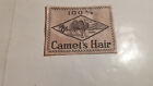 Vintage 100% Camel Hair Tag Patch