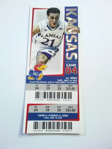 2013-14 Joel Embiid Kansas Jayhawks Iona Basketball Full Ticket Stub Cover