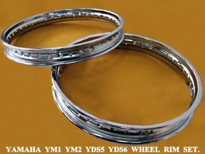 Fit YAMAHA YM1 YM2 YDS5 YDS6  FRONT & REAR CHROME WHEEL RIM SET 2PCS  [mi226] Foto 1 de 4