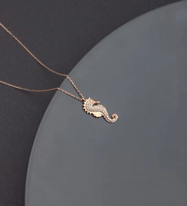 925 Sterling Silver Sea Horse Necklace ER0403 Handgemachter Schmuck - Bild 1 von 3
