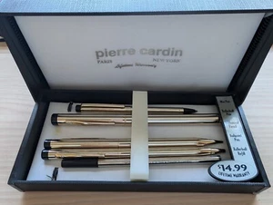 Vintage Pierre Cardin Rollerball, Ballpoint Pen, Mechanical Pencil Gold Set NIB - Picture 1 of 4
