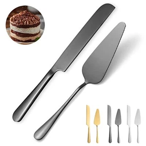 Black Wedding Cake Knife & Server Set Stainless Steel for Weddings & Events - Picture 1 of 7