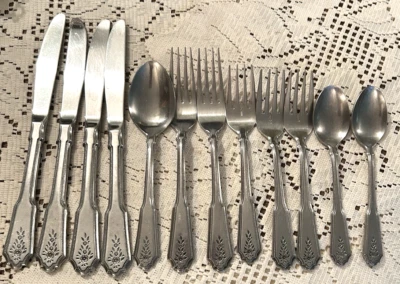 Vintage Rogers Stanley Roberts Norcrest Brentwood Stainless 12 Pieces Korea - Image 1 of 4