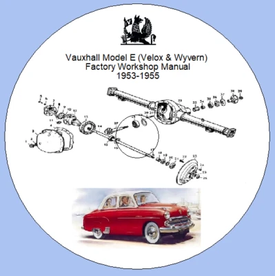 Vauxhall Model E (Velox & Wyvern) manuale officina di fabbrica 1953-1955