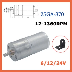 Motor Speed Reduction Gear DC Motor Electric 6/12/24V 12-1360RPM Powerful Torque - Picture 1 of 6