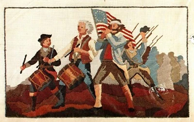  Kit bordado crewel bandera patriótica americana vintage Paragon "The Minute Men" Foto 1 de 3