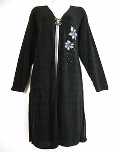 TRENDY 95% POLY OPEN FRONT LONG LINE SILKY CARDIGAN 2 COLS SIZES:S/M, M/L, L/XL - Bild 1 von 5