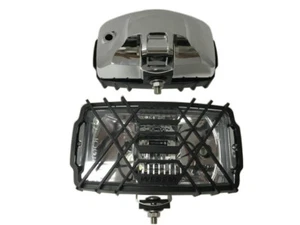 2x Chrom Scheinwerfer H3 Halogen Zusatzscheinwerfer 12V 24V E20 mit Schutzgitter - Bild 1 von 4