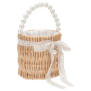 Pearl Handbag Work Woman Straw Makeup Small Woven Purses for Women - Picture 1 of 12