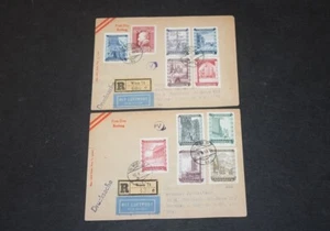 Österreich Nr.858-867 FDC auf 2 Luftpost-Reco-Briefen Wien - Chicago 18.02.1948 - Bild 1 von 1