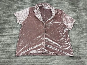 Top Danskin donna rosa grande manica corta velluto con bottoni - Foto 1 di 9