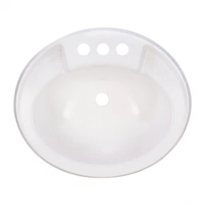 RecPro Oval RV Bathroom Sink White Single Bowl Sink 20"X17" Plastic - Picture 1 of 4