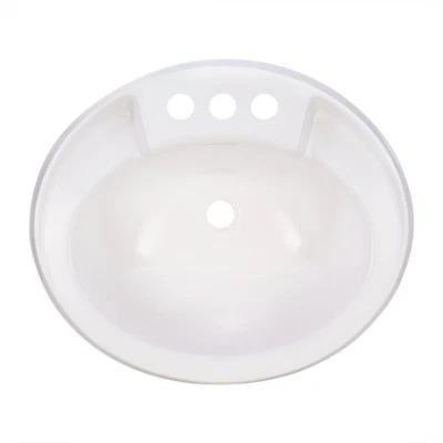 RecPro Oval RV Bathroom Sink White Single Bowl Sink 20"X17" Plastic - Image 1 of 4
