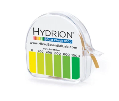 MICRO ESSENTIAL LAB HYDRION QC-1001 Paper Range 0-1000 PPM QUAT Quaternary Ammonium Check Test Tape