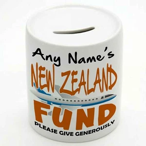 PERSONALISIERTE REISEKASSE SPARDOSE - Neuseeland - beliebigen Namen hinzufügen - Geschenk - Bild 1 von 1