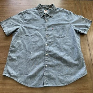 Men’s Levi's One Pocket Chambray Button Shirt Blue Llama Where I'm From Size XL - Picture 1 of 9