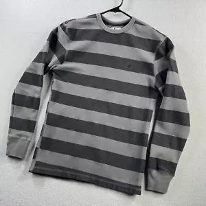Volcom Shirt Mens Medium Gray Striped Thermal Long Sleeve Skater Y2K - Picture 1 of 10