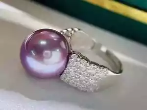 púrpura nuevo 10-11 mm natural mar sur anillo perlas 925S se puede ajustar - Imagen 1 de 3