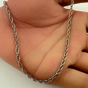 Vintage 925 Sterling Silver Long Rope Chain Linked Necklace 24'' (7.9g) - Picture 1 of 5