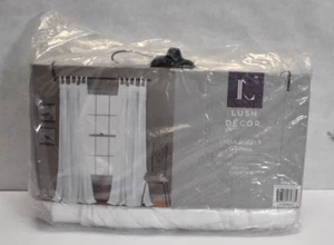 Lush Decor Lydia Ruffle 95" x 40" Set Of 2 Panels Curtains Solid White - Picture 1 of 5