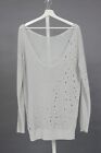 Sarah Pacini Open Knit Linen Jumper Sweater One Size Light Gray