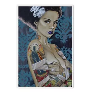 Lowbrow Art Bride Ink Frankenbride Print Lithograph Mike Bell Framed or Unframed - Picture 1 of 5