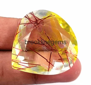 104 Ct Attractive Bi Color Rutilated Quartz Pear Cut EGL Certified Gemstone 4JUN - Picture 1 of 9