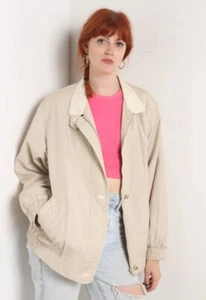 Vintage 90's Harrington Jacket Beige - Size Large L - F44 - Picture 1 of 2