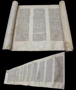 TORAH BIBLE VELLUM MANUSCRIPT GENESIS SCROLL 150 YRS EUROPE - Picture 1 of 21