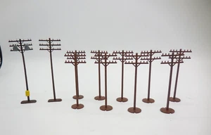 11 HO Scale Model Train Railroad Plasticville Telephone Poles - Picture 1 of 7