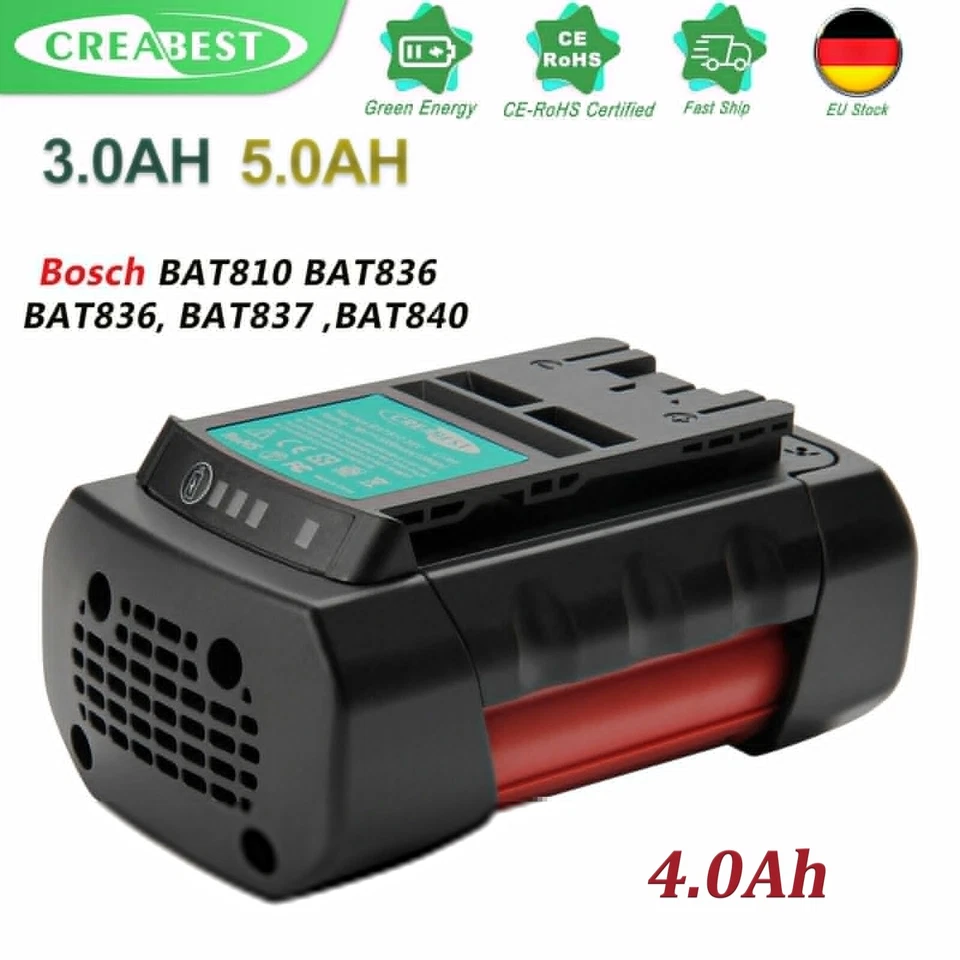CREABEST Batteria agli ioni di litio 6,0 AH per sistema Bosch 36 V BAT810 BAT818 BAT840 GSB GSR GBH 36 V-Li