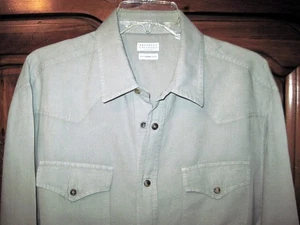 BRUNELLO CUCINELLI Men's L/S Snap Closure Linen/Cotton Sport Shirt Size XXL - Picture 1 of 9