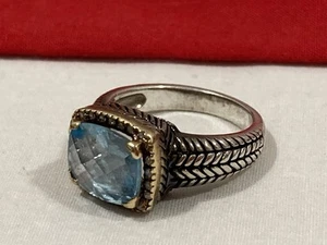 Anello a fascia CJI Andrea Candela in argento sterling 925 e oro giallo 14 kt con topazio TG 7,75 - Foto 1 di 19