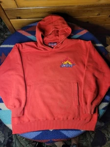 JNCO Jeans Hoodie Sweatshirt Mens Large Red 8 Ball Dice Cards Flames Y2K - Picture 1 of 10