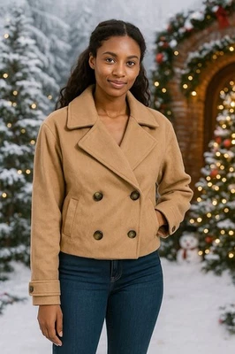 Jaqueta estilo trench coat RSQ marrom feminina tamanho G nova com etiquetas - Imagem 1 de 4