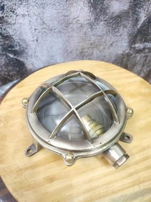 Nautical Antique Brass Ship Bulkhead Wall Light – Marine Deck Lamp, Solid Brass - Image 1 of 4
