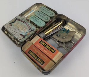 Vintage 1940s-50s Swiss German Vindex First Aid Tin Kit Flawa Bandages Complete - Picture 1 of 14