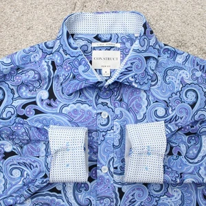 Camisa Construct Puño Abatible Para Hombre Mediana 15-15 1/2 Azul Floral 4 Vías Elastizada L/S - Imagen 1 de 13