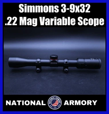 Simmons 511039 22 Mag 3-9x32mm Rifle Scope Black Duplex Reticle - Image 1 of 4