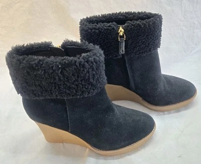 Ralph Lauren женщин 8,5 черный Steph на танкетке каблуке загрузки LRL замши стриженный мех новый  - Изображение 1 из 4