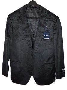 Mens Velvet Paisley Black Dinner Jacket Jos A Bank 40 Long Slim Fit Blazer Coat - Picture 1 of 7