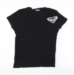 Camiseta para mujer Roxy negra de algodón con cuello redondo talla 4 - Imagen 1 de 12